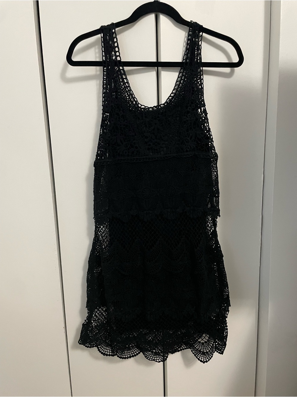 American Eagle Outfitters Black Crochet Tank Dress